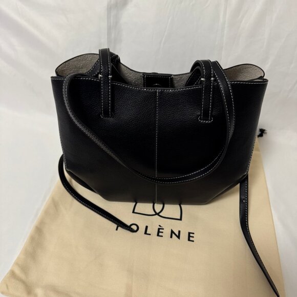 polene Cyme Mini Edition Textured Black with Ecru Stitching - Picture 4 of 9